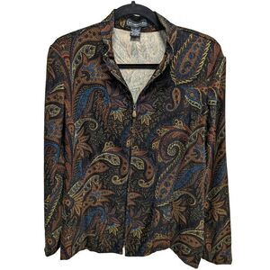 Elementz Jacket Full Zip Long Sleeves Paisley Multicolor Women's Size Small